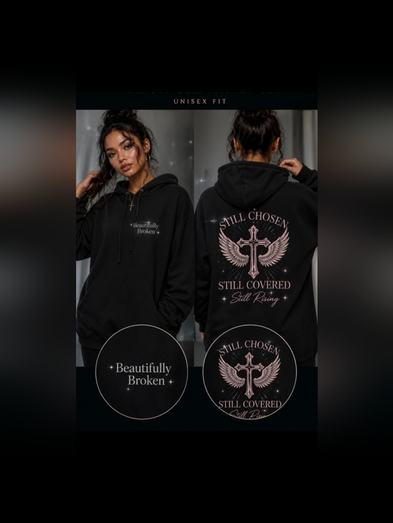 PacSun Jackets & Blazers - Black "Beautifully Broken" Graphic Hoodie with Pink Cross Wings